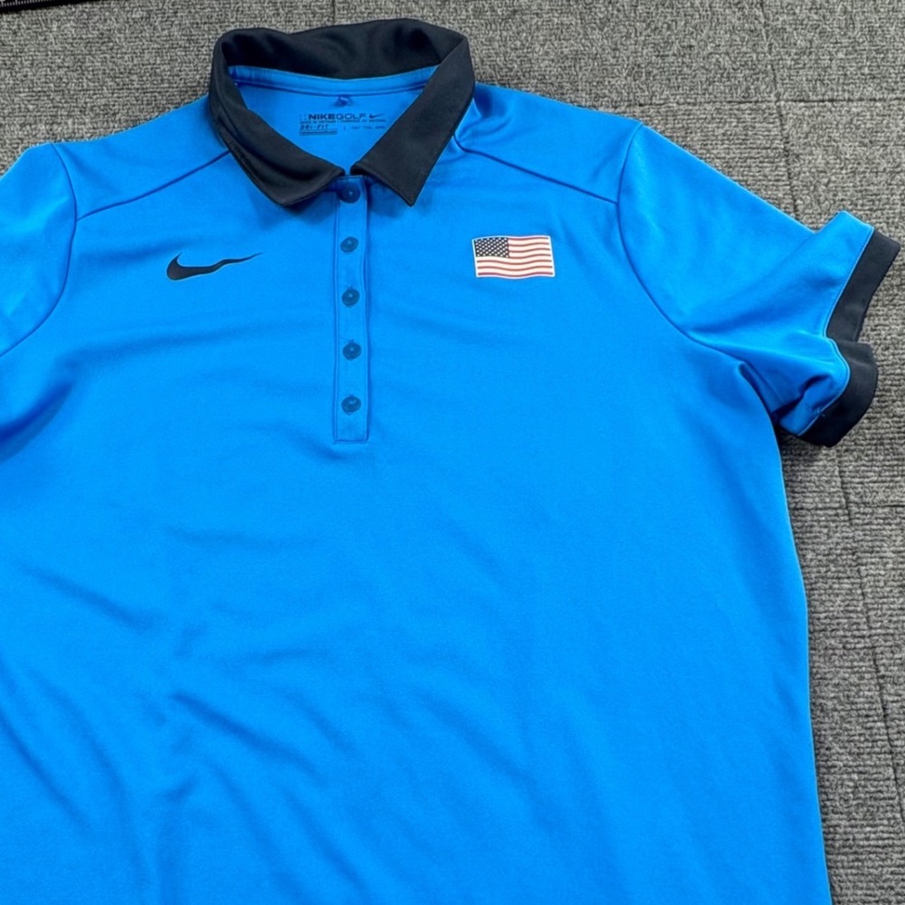 Nike Golf Dri-FIT USA Polo Shirt Blue Short Sleeve Women XXL Tall XXLT
